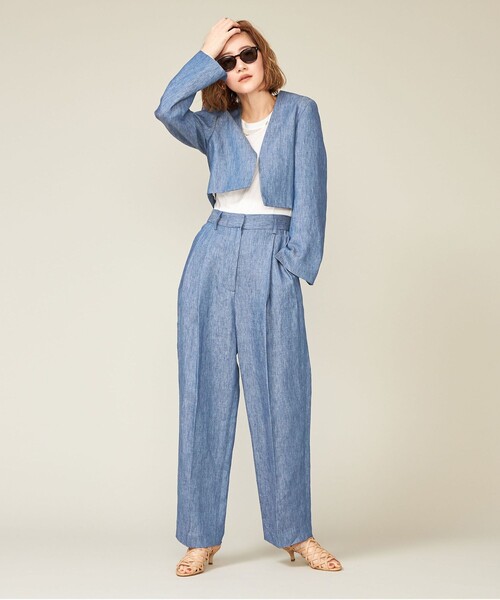 ntkm 　conte ノーカラージャケット CONTEノーカラージャケット新品 - メルカリ