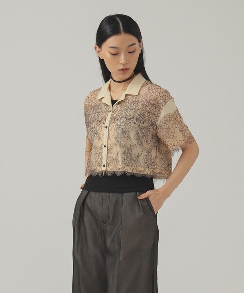 ブラウス シャツ レースレイヤーシャツ レディース Ray BEAMS ブラウス シャツ コードレース レイヤー レディース
