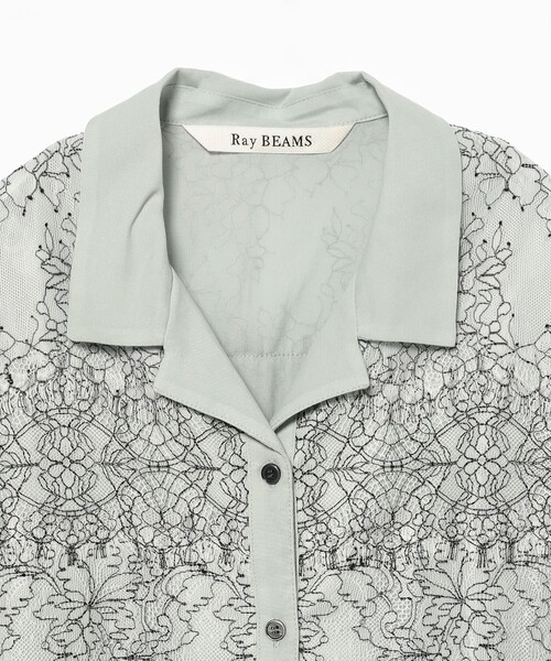 Ray BEAMS レース模様 長袖シャツ Ray BEAMS（レイ ビームス） ブラウス シャツ コードレース レイヤー