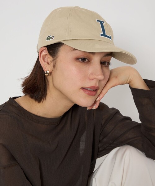 LACOSTE ベージュ キャップ Lの刺繍 LACOSTE ベージュ キャップ L刺繍 F - メルカリ