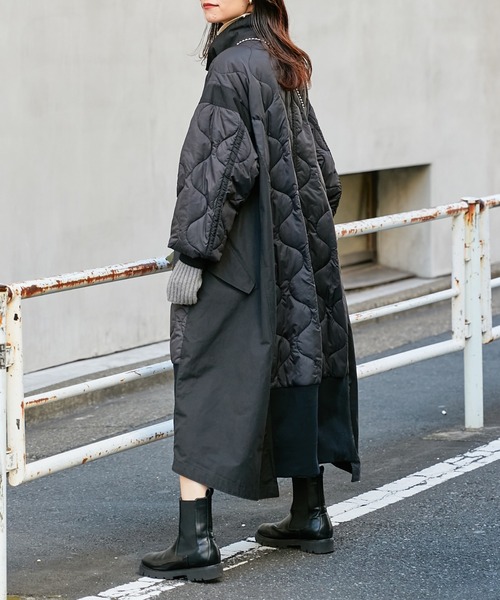 etsinta エシンタキルティング ブラック ロングコート etsinta エシンタキルティング ブラック ロングコート