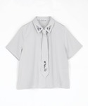 ブラウス シャツ 半袖 ネクタイ付き2way刺...の詳細画像4