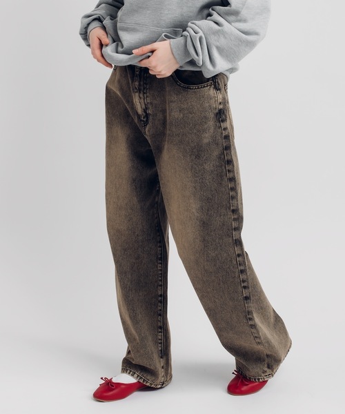 [MUHET] обработка Denim брюки MEDIUM sax голубой женский 