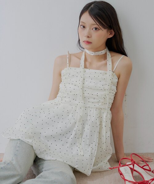 Chico ブラウス シャツ 「WEB限定」ドットチュールペプラム