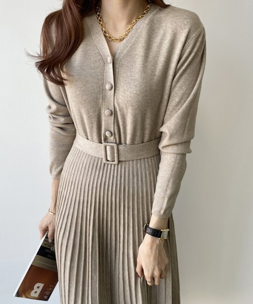 ジャスグリッティー ロングワンピース　ニットワンピース　未使用　ウエストベルト ジャスグリッティー ロングワンピース ニットワンピース 未使用