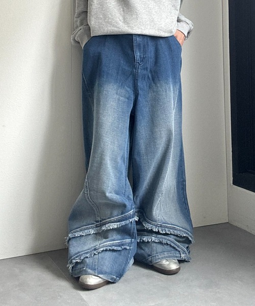 BABYLONE リメイクデニムパンツ　裾フリンジ CREARE -LINO- ジーンズ 裾フリンジデニム メンズ : ZOZOTOWN Yahoo!店