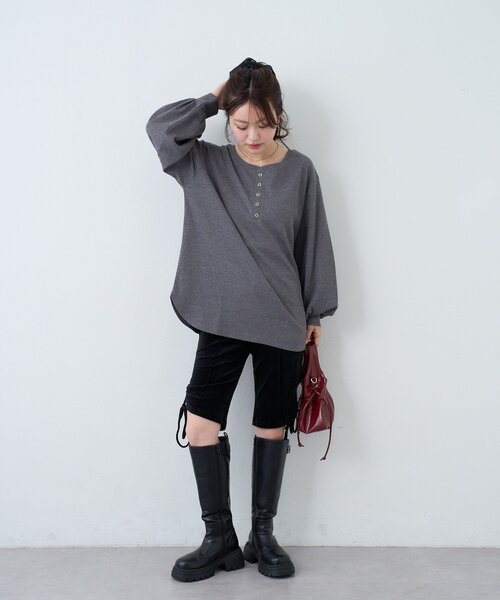 Kastane（カスタネ） パンツ カットベロアバイカーパンツ レディース