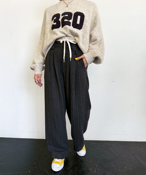 DOUBLE NAME（ダブルネーム） パンツ ストライプツイード ダブル