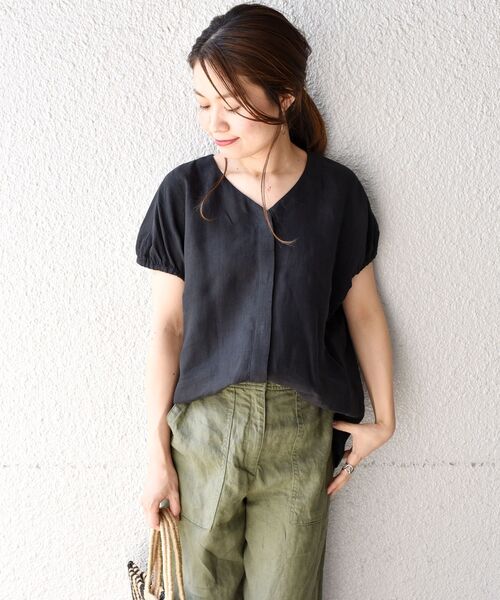 「liflattie ships」 半袖ブラウス SMALL ライトグリーン レディース_画像2