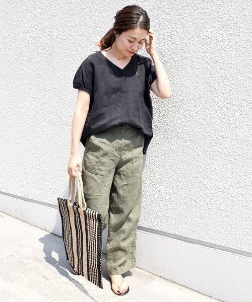 「liflattie ships」 半袖ブラウス SMALL ライトグリーン レディース_画像9