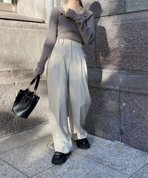 「Reurie'」 長袖ニット FREE チャコールグレー レディース_画像3