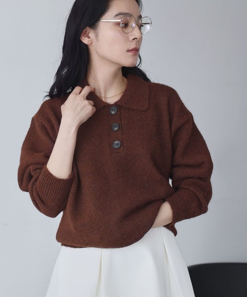 ELFRANK ニット セーター 「2025AW」襟付き ミックスニット プル