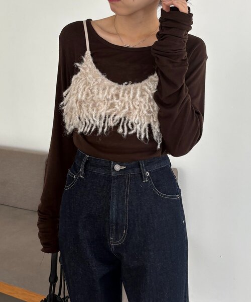 tシャツ 「前後2WAY」テンセルウール袖ギャザーロンT レディース