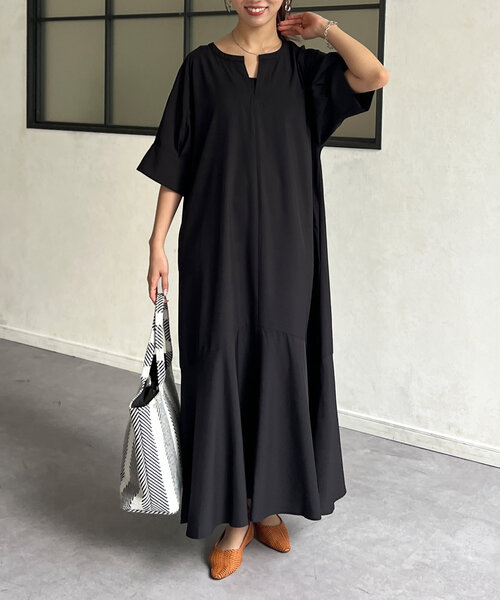 「Chez toi」 7分袖ワンピース FREE ブラック レディース_画像2