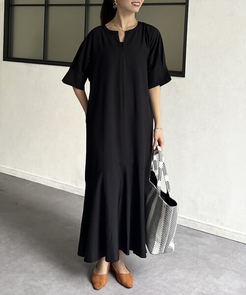 「Chez toi」 7分袖ワンピース FREE ブラック レディース_画像6