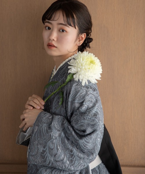 Ozz oneste / 矢絣プリント紅葉刺繍袴スカート ワイン×パープル O-26