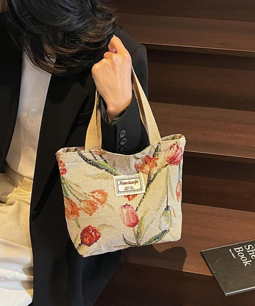 Mignonjour トートバッグ Mignonjour/チューリップ柄ミニトートバッグ