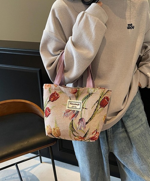 Mignonjour トートバッグ Mignonjour/チューリップ柄ミニトートバッグ