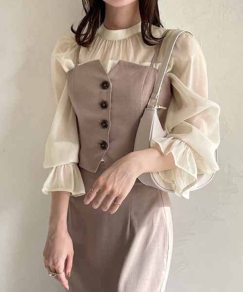 「JUNOAH」 長袖シャツ SMALL クリーム レディース_画像5