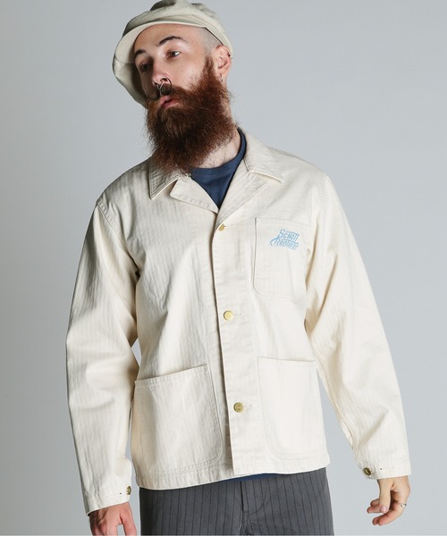 Schott ショット カバーオール ワークジャケット オフホワイト Mサイズ Schott N.Y.C（ショット） カバーオール Schott/ショット/HERRINGBONE