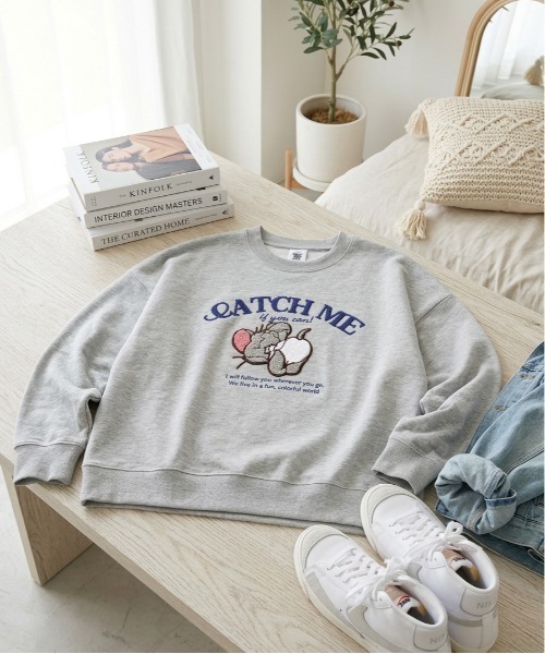 トムとジェリー　裏毛　レディース　トレーナー　刺繍　洋服　長袖 トレーナー スウェット 「TOM＆JERRY/トムとジェリー」裏毛サガラ刺繍