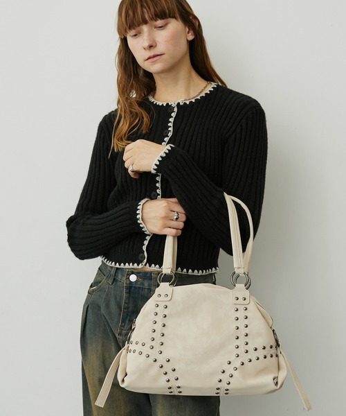 uyu. トートバッグ 「1泊2日対応」スタッズミニボストンバッグ/トート