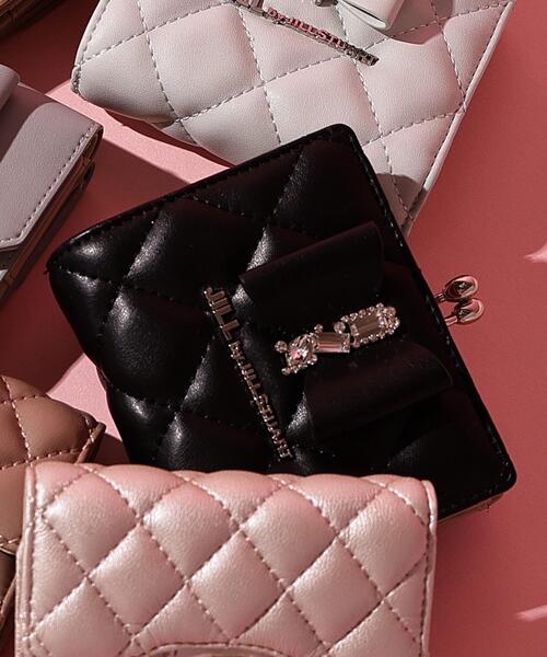 【美品】JILL STUART RIBBONキルトウォレット がま口二つ折り財布 JILL by JILL STUART】RIBBONキルトウォレット 二つ折り財布