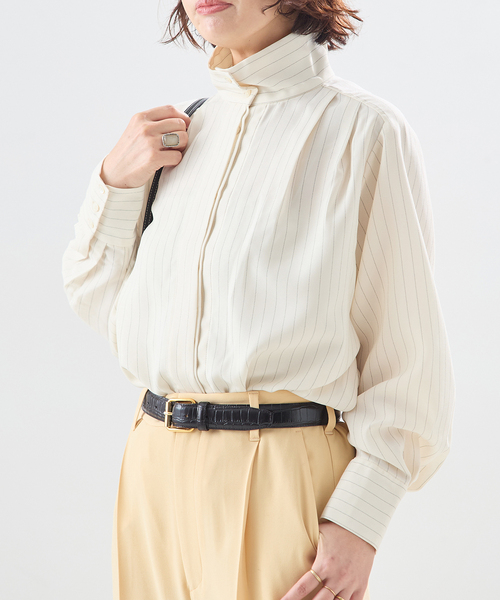 ブラウス シャツ 「A PUPIL/ア ピューピル」別注 HNK RGLN BL STRIPES：ブラウス レディースの画像