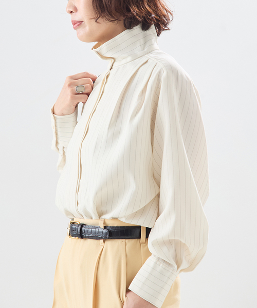 ブラウス シャツ 「A PUPIL/ア ピューピル」別注 HNK RGLN BL STRIPES：ブラウス レディースの画像