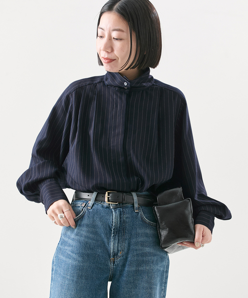 ブラウス シャツ 「A PUPIL/ア ピューピル」別注 HNK RGLN BL STRIPES：ブラウス レディースの画像
