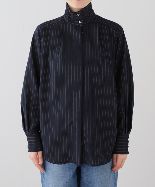 ブラウス シャツ 「A PUPIL/ア ピューピル」別注 HNK RGLN BL STRIPES：ブラウス レディースの画像