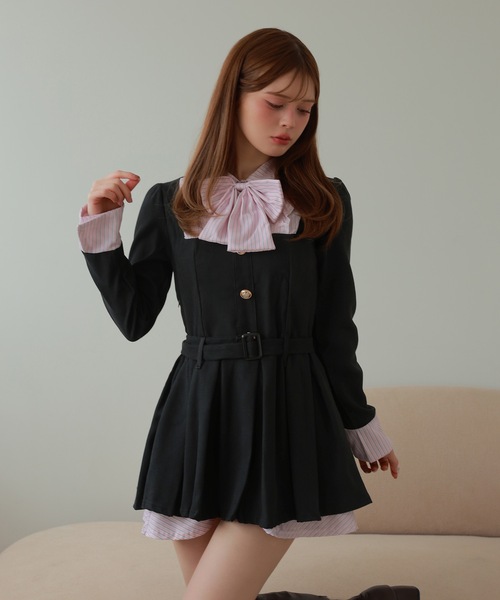 M DOLLY ワンピース front ribbon risa mini dress/フロントリボンリサ