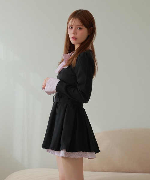 M DOLLY ワンピース front ribbon risa mini dress/フロントリボンリサ