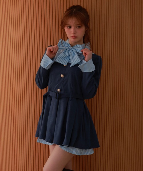 M DOLLY ワンピース front ribbon risa mini dress/フロントリボンリサ