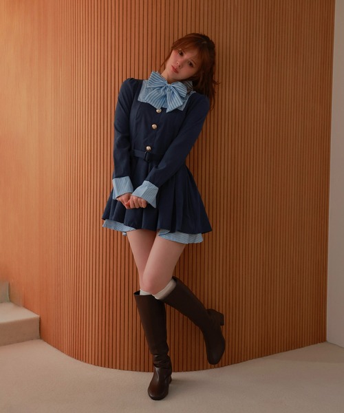 M DOLLY ワンピース front ribbon risa mini dress/フロントリボンリサ