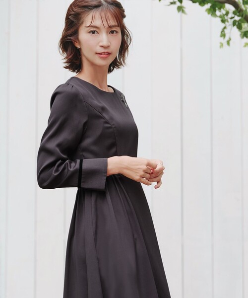 「Tiaclasse」 長袖ワンピース M チャコールグレー レディース_画像5