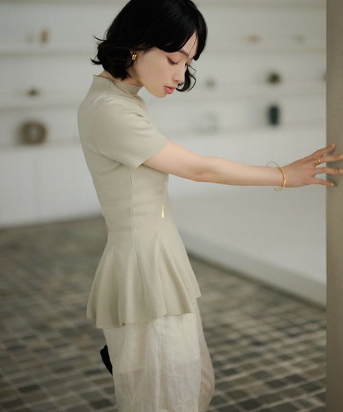 タートルネック ニット セーター bottle neck peplum knit tops