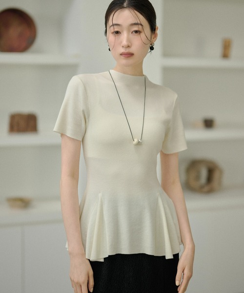 タートルネック ニット セーター bottle neck peplum knit tops