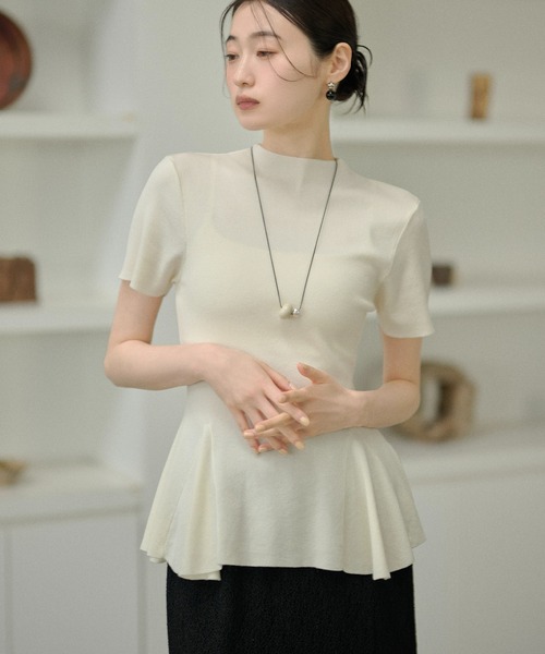 タートルネック ニット セーター bottle neck peplum knit tops