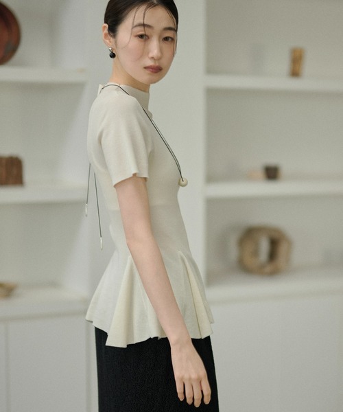 タートルネック ニット セーター bottle neck peplum knit tops