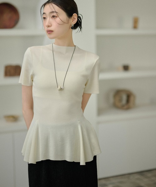 タートルネック ニット セーター bottle neck peplum knit tops