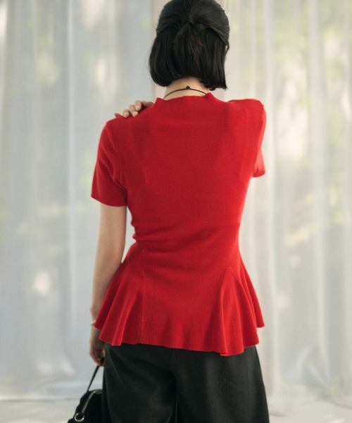タートルネック ニット セーター bottle neck peplum knit tops
