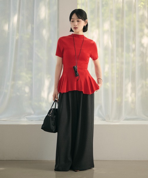 タートルネック ニット セーター bottle neck peplum knit tops