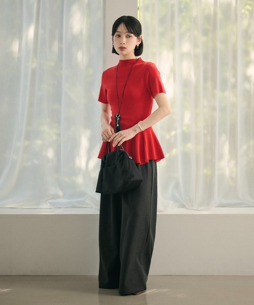 タートルネック ニット セーター bottle neck peplum knit tops