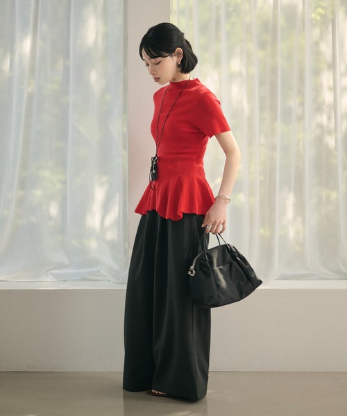 タートルネック ニット セーター bottle neck peplum knit tops