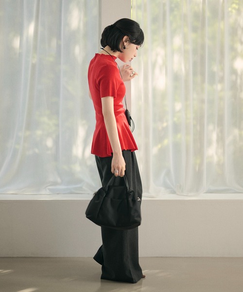タートルネック ニット セーター bottle neck peplum knit tops