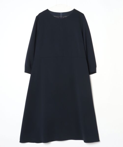「UNTITLED」 7分袖ワンピース 50 ネイビー レディース