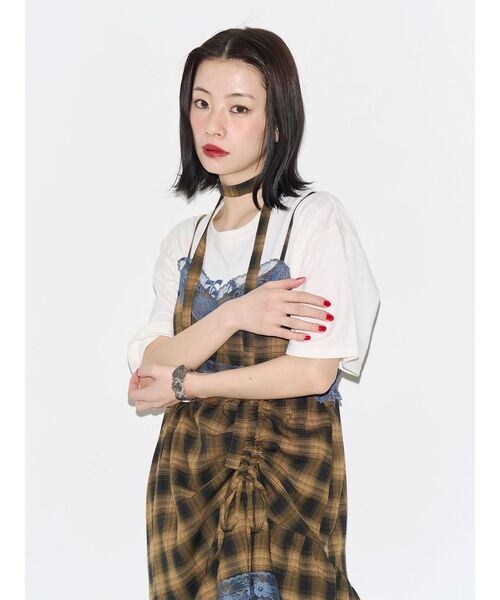 ワンピース レースドッキングアシメヘムキャミワンピースの画像