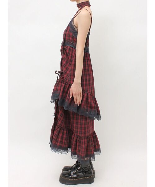ワンピース レースドッキングアシメヘムキャミワンピースの画像