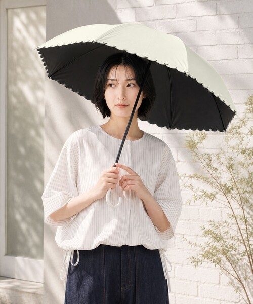 TOCCA（トッカ） 日傘 折りたたみ傘 折り畳み 晴雨兼用 LOGO FRILL